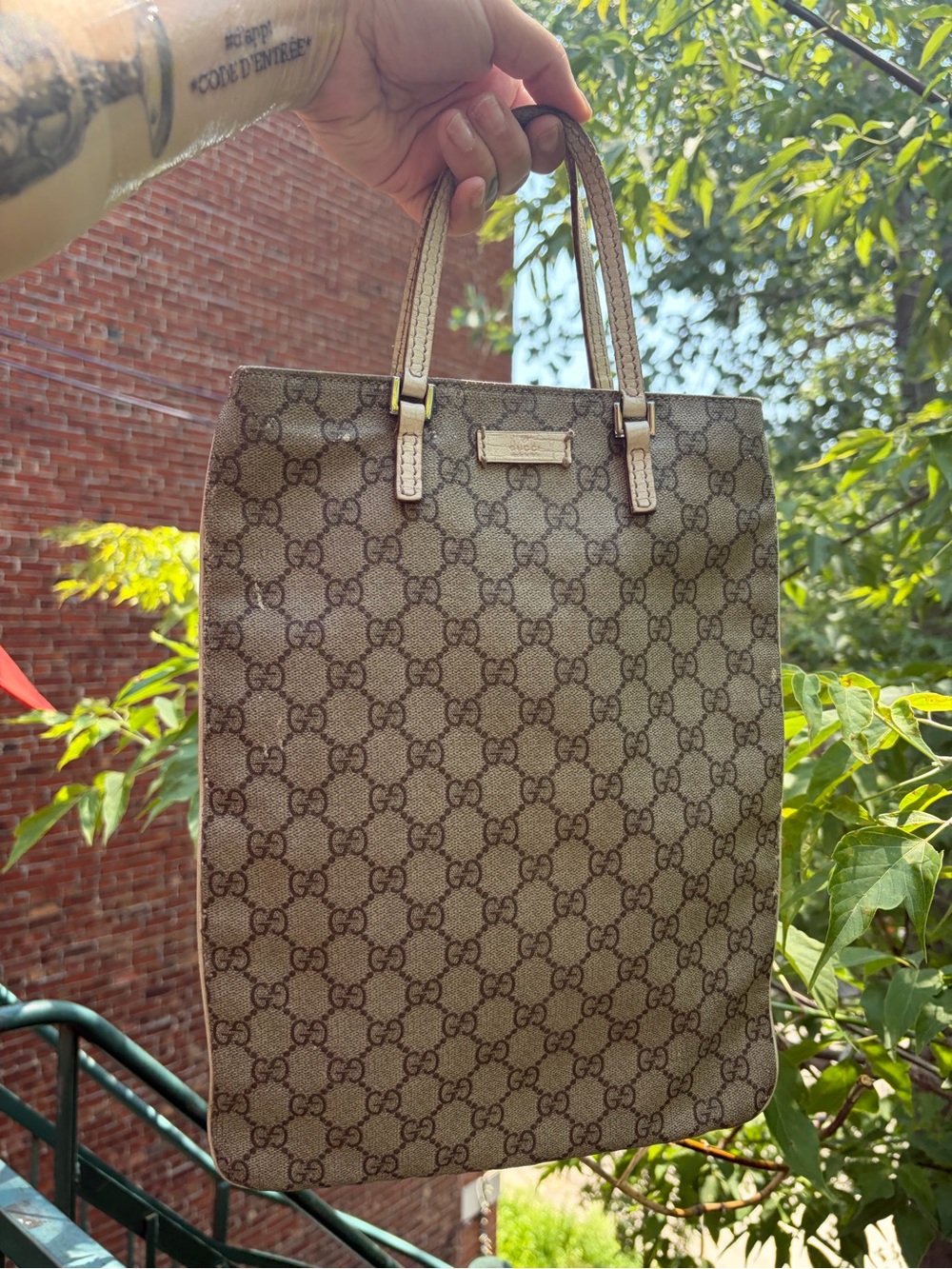 Gucci Brown Monogram Shoulder Tote